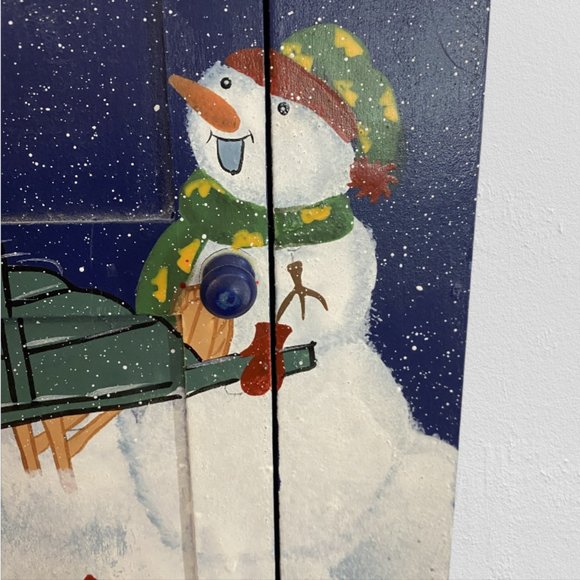 TABLETOP CHRISTMAS CABINET -- Painted, 3 Shelves, Hinged, Sparkle Paint, Wood - Picture 5 of 14